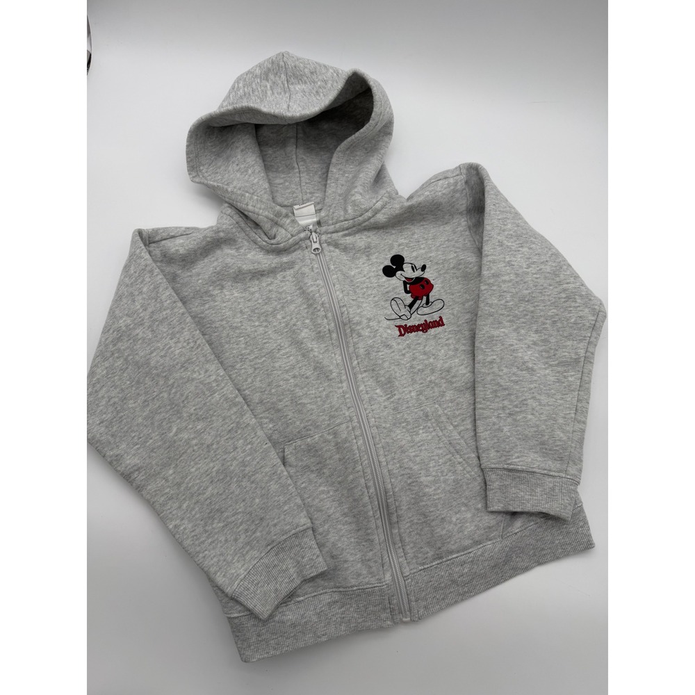 Disney Parks Mickey Mouse Disneyland Gray Full Zip Hoodie Kids Youth Size 9/10